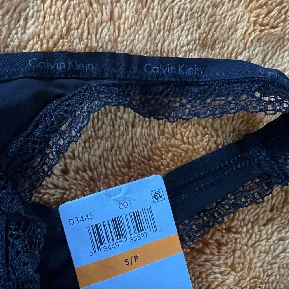 🛍️ Calvin Klein Women Black Lace Thong‎ Tanga Panty Cotton Underwear S/P/CH NEW